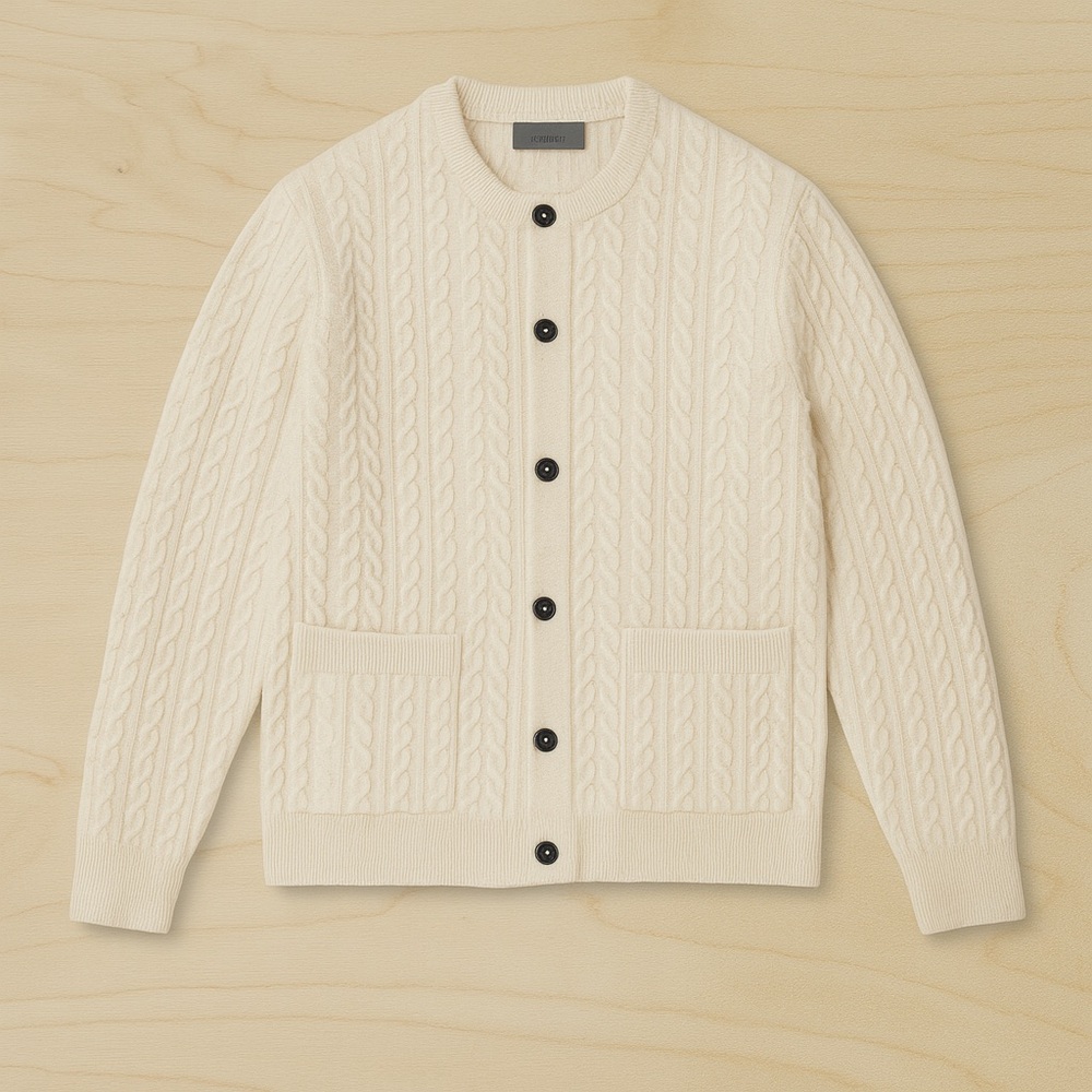 ASOS Men's White Cable Knit Cardigan